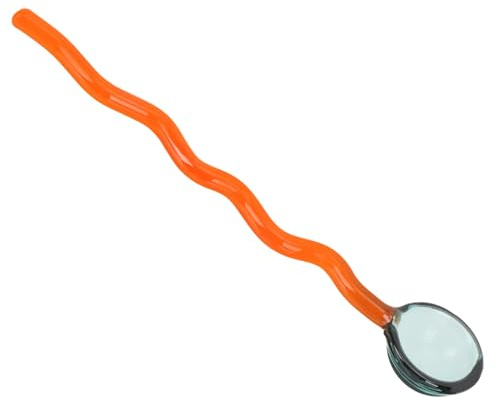 Gatuida Cucchiaino da Caffè in Vetro con Manico Lungo Resistente al Calore Cucchiaio per Dessert e Zuppe Design Elegante per Uso Domestico e Ristorazione