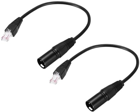 QUARKZMAN 2 Stück 3-Pin DMX512 XLR Male Auf RJ45 Male Adapterkabel 0,3 m | Mikrofon Verlängerungskabel, Für Bühnenstudio Konsolenbeleuchtung