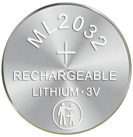 1 batteria ricaricabile ML2032 3 V 80 mAh per tastiera Logitech K750, Garmin Forerunner 10, calcolatrice – RTC 3 V ML 2032