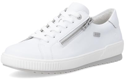 Remonte Damen Sneaker D0700, Frauen Schnürschuhe,lose Einlage,wasserabweisend,remonteTEX,straßenschuhe,Strassenschuhe,lace-up Shoes,Weiss (80),44 EU