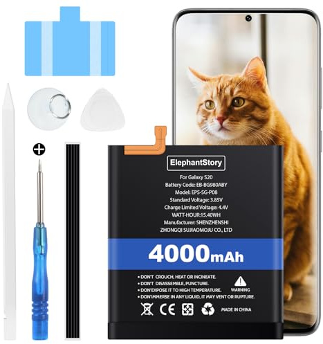 Elephantstory Akku für Samsung Galaxy S20 | Leistungsrückgewinnung, Austauschaufschub, Einfacher Selbsttausch, Hoher Kapazität Erzatzakku mit Reparaturwerkzeugen