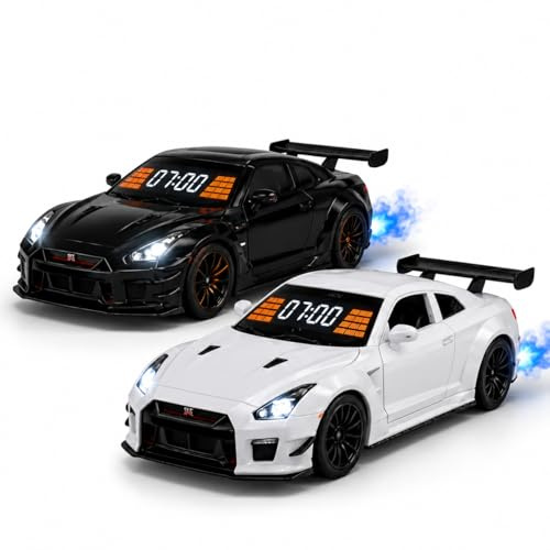 Hypercar Auto Wecker mit Motor Sound – Car Alarm Clock mit LED-Lichtern & Auspuff-Nebeleffekt, Realistischer Wecker Auto mit Motorgeräusch, Digitaler Autowecker für Schlafzimmer, Büro & Gaming (S-1)