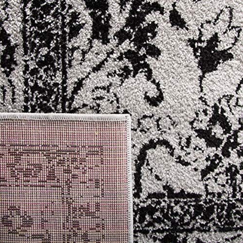 SAFAVIEH Area Rug 3x5 - Adirondack Collection - Grey & Black, Distressed Vintage Floral Design, Non-Shedding & Easy to Clean, Ideal for Living Room, Bedroom, Dining Space (ADR109B)
