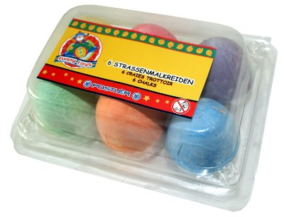 Straßenmalkreide - Malkreide - Straßenkreide, 6 Eier in Schachtel