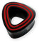 Fly Style Flesh-Tunnel Dreieck Ohr Plug aus Horn mit rotem Knochen Inlays, Grösse:8 mm