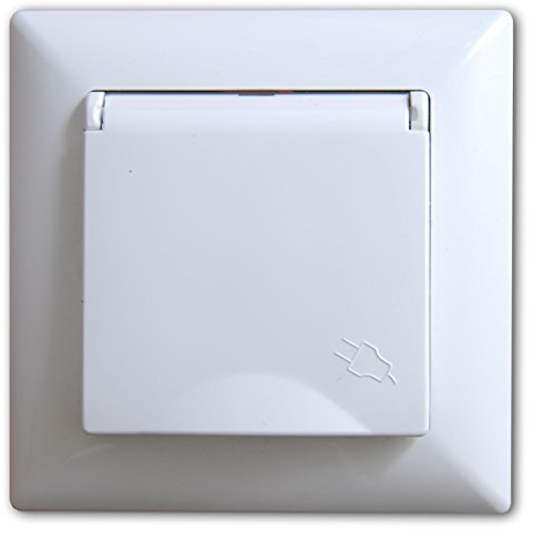 Visage – Enchufe con tapa rasante Schuko blanco, tomas de corriente Schuko, con caracteres VDE, práctico sistema de clemas, cable conector sin tornillos