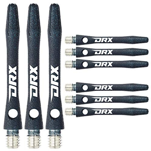RED DRAGON DRX Coated Aluminium Short Black Logo Dart Stems (Shafts) - 2 Sets per Pack (6 Stems in total)