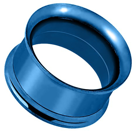 Piersando Flesh Tunnel Ohr Plug Piercing Farbige Ohrpiercing Schraub Double Flared mit Gewinde Edelstahl Ohrtunnel 8mm Blau Metallic