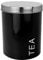 Harbour Housewares Round Metal Tea Storage Canister - Black - Pack of 1 - Retro Kitchen Storage Loose Tea Caddy Preserve Food Tin Bin Container Jars Airtight Lid