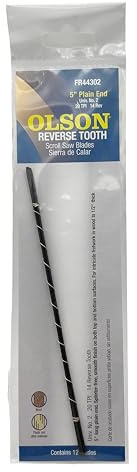 Olson Saw FR44302 0.029 by 0.012-Inch Reverse Tooth Scroll Saw Blade
