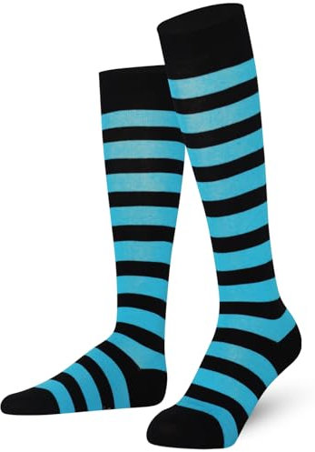 Mysocks® unisex knee high long striped socks with extra fine combed cotton - Blue -