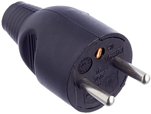 Dio dio043063 enchufe macho 2 polos con tierra salida derecha, Negro, DIO043063
