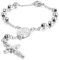 JewelryWe Rosenkranz Kreuz Armband Damen: Silber Edelstahl Perlen Kugelkette Armreif Armkette mit Jesus Kruzifix Anhänger Verstellbar Kettenarmband Religiöse Schmuck Geschenk für Frauen Männer