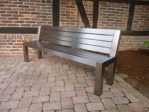 Edelstahl Gartenbank mit Rückenlehne