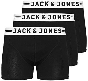 Jack & Jones Men's Jas Boxer Shorts, Black, S (Pack of 3)