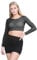 janisramone® Women s Sheer Mesh Crop Top, Crew Neck See Through Long Sleeve Crop Tops for Women, Ideal Summer and Party Top Black