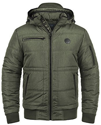 Blend BHBoris Herren Winterjacke Steppjacke Jacke gefüttert mit abnehmbarer Kapuze Reißverschlusstaschen Regular fit, Größe:2XL, Farbe:Peat Green (77200)
