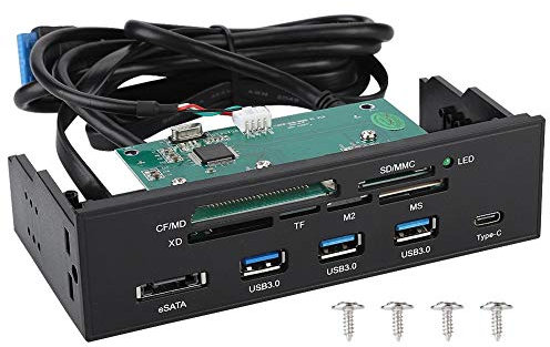 Richer-R 5.25 Pouces Lecteur de Carte Interne PC, Lecteur de Cartes Multifonctions avec Trois Ports USB 3.0, d'un Port USB 3.1, d'un Port eSATA et de 6 emplacements pour Cartes Support M2, MSO, cart