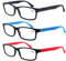 MODFANS (3 Pack Lesebrille 2.5 Herren/Damen,Gute Brillen,Hochwertig,Rechteckige,Komfortabel,Super Lesehilfe,fur Manner und Frauen,Schwarz-Blau-Rot