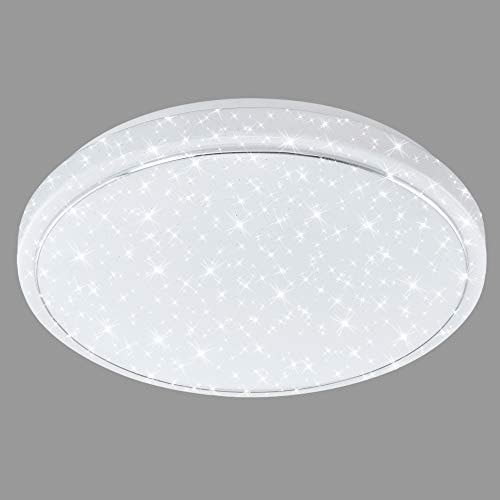 Briloner Leuchten LED Deckenleuchte mit Sternen-Dekor inkl. Chromring, Deckenlampe Farbtemperatursteuerung (warm weiß-neutral Tageslichtweiß), 23 W, Ø38 cm