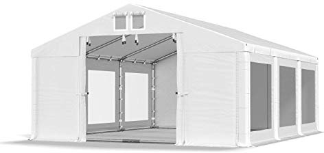 Das Company Transparente Fenster Partyzelt mit Bodenrahmen 4x6m wasserdicht weiß Zelt 580g/m² PVC Plane Solide Gartenzelt Summer Floor SD/MS
