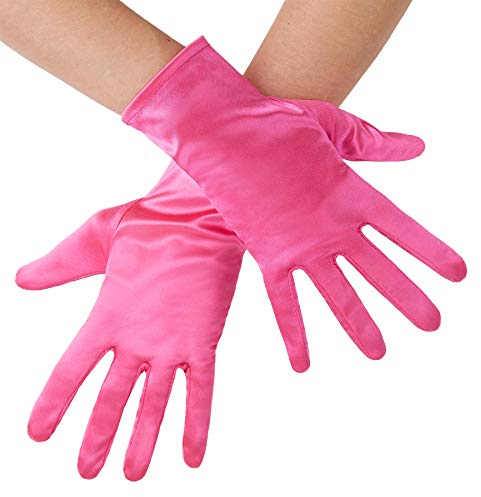 dressforfun 901016 Damen Satin Handschuhe, kurze Satinhandschuhe für Kostüm Fasching Karneval Halloween Hochzeit Fest Party Opera 1920er Accessoires, 23 cm - diverse Farben - (pink | Nr. 303660)
