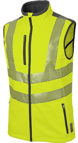WÜRTH MODYF Warnschutz-Arbeitsweste Neon für Herren | Reflektierend nach EN ISO 20471 – winddichtes Softshell mit Stretch, 4 Taschen mit Reißverschluss – für Straßenbau & Lager