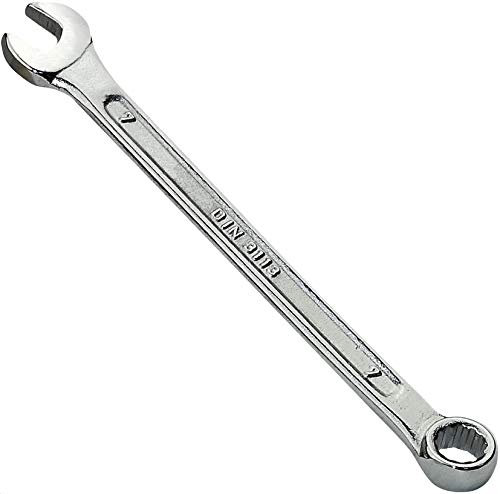 AERZETIX - C45573 - Gabelschlüssel gemischt metrisch 7mm - Gabel und Ring/Öse 12 Seiten - aus CR-V-Stahl zum Festziehen/Zusammenbau - gerader Griff - DIN 3113 - Farbe Silber