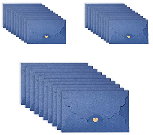 ASFINS Blau Briefumschläge, 30 Stück Mini Umschläge Geschenkkarte Umschlag für Weihnachten Geschenk Süße Umschlag für DIY Hochzeit Geburtstagsfeier, 17,4 x 11 cm (M)