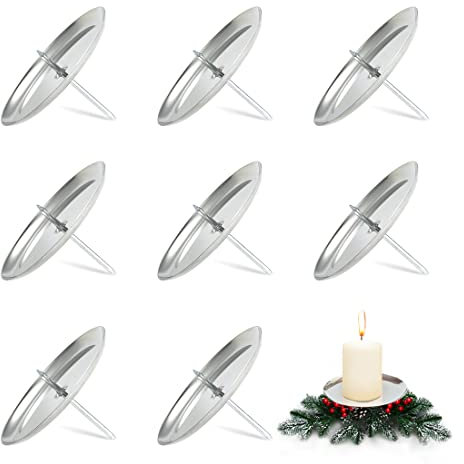 Wishstar Kerzenhalter Advent 8 Stück,Kerzenständer Silber,Kerzenhalter adventskranz,Adventskerzenhalter,Kerzenhalter stumpenkerzen ,Kerzenhalter Durchmesser 8cm,Feste Adventskranzkerzen