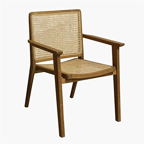 Vintagehaus Esszimmerstuhl Teak Nova Retro Rattan Wiener Geflecht mit Armlehnen
