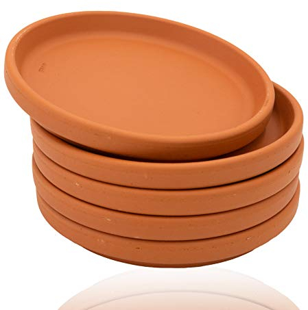 Untersetzer aus Ton Pflanzenteller Terra imprägniert D= 13,1 cm 5er Set