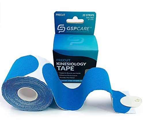 GSPCARE I-Kinesiologie-Tape, Vorgeschnittenes Sport Tapefür Muskeln zum Trainieren, 20 Stück Latexfreies Wasserdichtes Physio Tape 5 cm * 5m Blau
