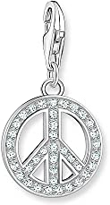 Thomas Sabo Damen Charm-Anhänger Peace weiße Steine Charm Club 925 Sterlingsilber 1880-051-14