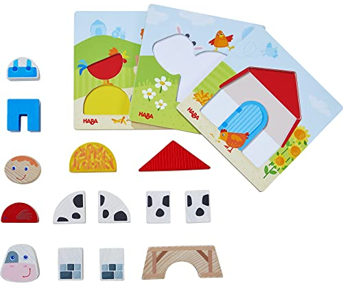 HABA 306488 - Zuordnungsspiel Bauernhof, Legespiele ab 1,5 Jahren, Made in Germany