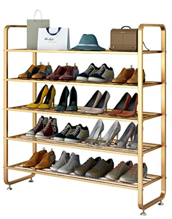 ZLZNX Metall-Schuhregal Gold Multifunktions-Schuhturm-Regal-Organizer für Wohnzimmereingang Flur,E