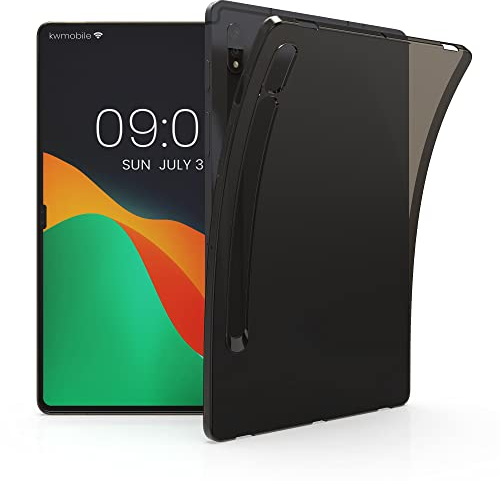 kwmobile Hülle kompatibel mit Samsung Galaxy Tab S8 Hülle - weiches TPU Silikon Case transparent - Tablet Cover Schwarz Transparent