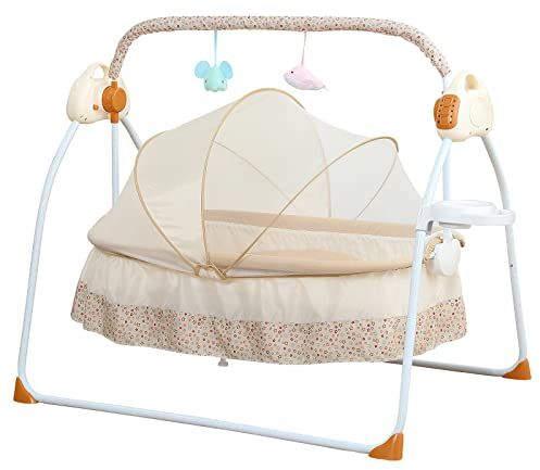 Elektrische Babywiege 5 Gang Automatik Babyschaukel Automatische Elektrische Wiege mit Matte und Fernbedienung