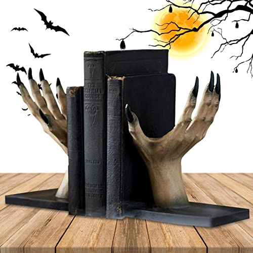 Bavokon Halloween-Buchhalter, Halloween-Hexen- -Buchstützen, Scary Supplies Indoor Home Decor Harz Hexenhände Statue Buchstopper