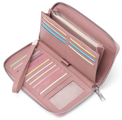 GAEKEAO Portefeuille Femme Cuir Grande Capacite Porte Monnaie Femmes avec RFID Blocage, avec 17 emplacements Cartes Compris et Porte-chéquiers Femmes