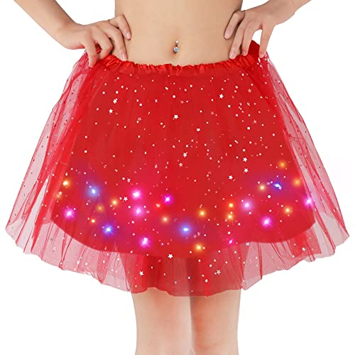 Kefiyis Tüllrock Damen LED Tütü Erwachsene Teenager Tutu Party Ballett Tanzen Fancy Dress Halloween Kostüm