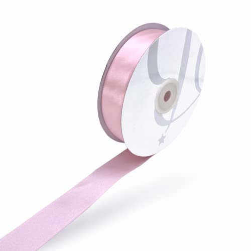 Nastro Doppio Raso 25mm X 50 Metri per Artigianato, Natale, Decorazioni, Adatto Per confezionare Regali, Feste di Compleanno, Matrimoni, Bomboniere (Rosa)