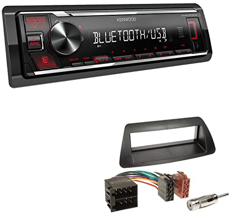Kenwood KMM-BT209 1-DIN Autoradio Media Receiver Bluetooth USB AUX mit Einbauset passend für FIAT Brava 1995-2001 schwarz