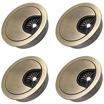 METALLIXITY Câble Cordon Passe-fil (50mm/1.97) 4Pcs, Zinc Alliage Rond Câble Trou Couvercle Fil Organizer - pour Maison Bureau Câble Fil Gestion, Bronzée