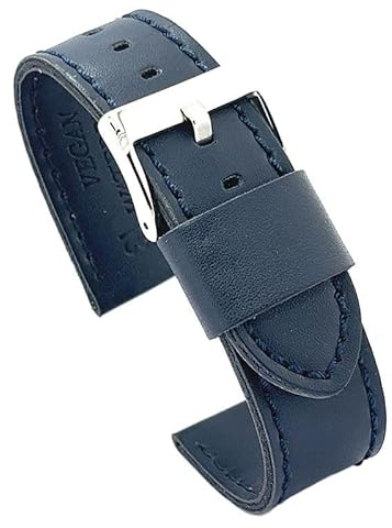 diloy Uhrenarmband vegane Mikrofaser flach – Tierfrei – Sportlicher Casual Stil – Schwarz Braun Rot Blau Weiß – Größen 18mm 20mm 22mm 24mm 415 Navy Blau 18mm