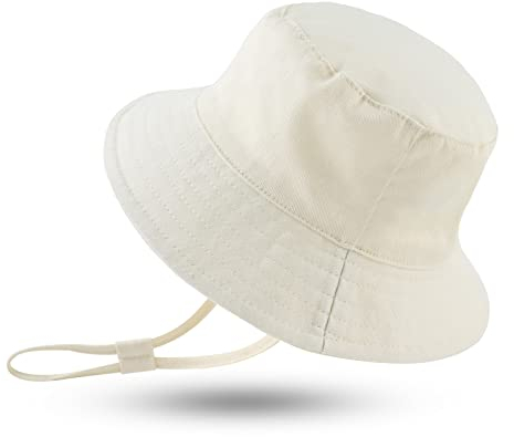 XIAOHAWANG Baby Sonnenmütze Jungen Sonnenhut UV Schutz Baby Mädchen Mütze Sommer Atmungsaktiv Kinder Fischerhut Mit Mesh-Futter (Beige, 52CM(2-4 Jahen))