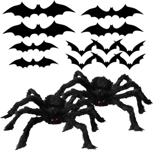 Halloween Spinne Fledermaus Wanddekorationen, 3D Spinnen Fledermaus Wandaufkleber Aufkleber Gruselige Halloween Indoor Outdoor Dekor für Home Wand Fenster Zubehör Halloween Party Zubehör