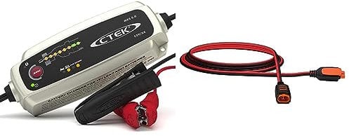 CTEK MXS 5.0 Battery Charger with Automatic Temperature Compensation, Black & 40-134 Start/Stop CT5 Connect Extension, 2.5 m