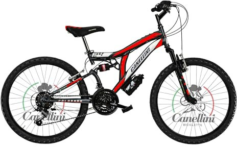 BICICLETTE CANELLINI Kinderfahrrad Full SUSPENSION 24 Colorado – Räder 24 Zoll (Schwarz/Rot)