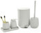 AJEUNGAIN Badset Badezimmer Set Beige, Modern Badausstattung Sets Organizer, Bad Set Mülleimer Klobürste Seifenspender und Zahnputzbecher Tablett (Beige-5 Teiliges)